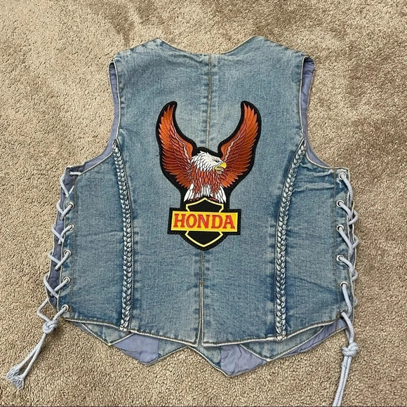 USA Bikers Dream Apparel Jean Vest Medium Honda Eagle on the back - Picture 16 of 16